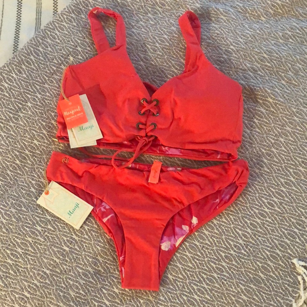 Maaji swim suit bright Coral- brand new  L & XL